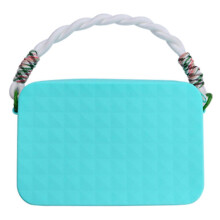 (Blue) Multipurpose Silicone Storage Bag Zippered Strap for Beach Phone & Small Item Soft Case