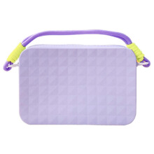(Purple) Multipurpose Silicone Storage Bag Zippered Strap for Beach Phone & Small Item Soft Case