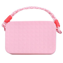 (Pink) Multipurpose Silicone Storage Bag Zippered Strap for Beach Phone & Small Item Soft Case