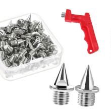 (Silver, Spikes Thread 5mm) 60 Pieces Track Shoe Spikes for Track and Field Running Adults