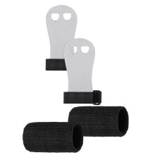 (Black, M) Ensemble de poignées et de bandes de gymnastique pour enfants, gants et bandages de soutien des poignets, noir, taille S
