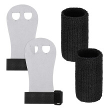 (Black, S) Ensemble de poignées et de bandes de gymnastique pour enfants, gants et bandages de soutien des poignets, noir, taille S