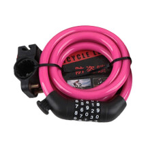 (Rose red) Reinforced Steel Cable Bike Lock with Adjustable Combo Anti-Theft Outdoor Black
