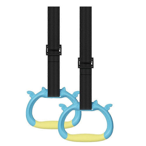 (Blue) Pulling Rings for Kids Home Gym Adjustable Strap Strength Training Rings B