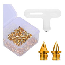 (Gold) 50 Pack Track Shoe Spikes 5mm Sprint Studs Running Sports Training Shoes Adult