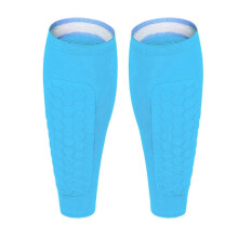 (Blue, XS) Kids Youth Soccer Shin Guards Calf Compression Sleeve Honeycomb Pads