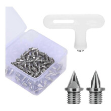 (Silver) 50 Pack Track Shoe Spikes 5mm Sprint Studs Running Sports Training Shoes Adult