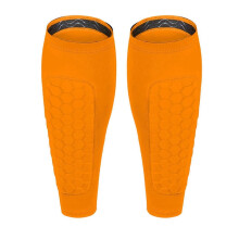(Orange, XS) Kids Youth Soccer Shin Guards Calf Compression Sleeve Honeycomb Pads