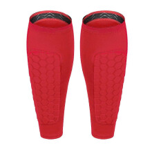 (Red, M) Kids Youth Soccer Shin Guards Calf Compression Sleeve Honeycomb Pads
