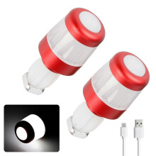 (Red White) 2er-Pack USB-wiederaufladbare LED-Lenkerblinker, wasserdicht, Warnleuchte für Roller und Fahrräder