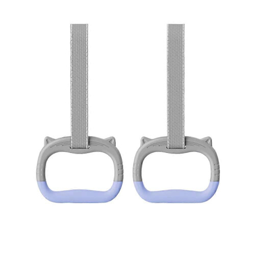 (Gray) Kids Gymnastics Rings 440 Lbs Adjustable Straps for Pull Up Bar Obstacle Course Playground