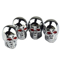 (White) 4Pcs Anti-rust Car Skull Tire Valve Stem Airtight Caps