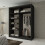 MN Furniture (Black, 150cm) Double Sliding Doors Mirrored Wardrobes 2