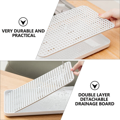 Drain Tray Silicone Utensil Rest Rectangle White 2