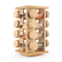 Salter Spice Rack Bamboo Rotating 16 Jars Included Screw Top Seasoning Storage
