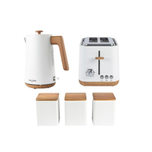 Salter Toronto Kettle, Toaster and Canister Set 1.7L Fast Boil 3kW 2 Slice White