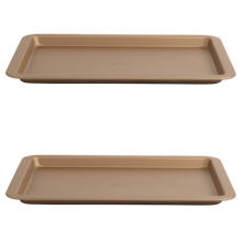 Russell Hobbs Set of 2 Opulence 37 cm Non-Stick Baking Trays, Carbon Steel, Gold