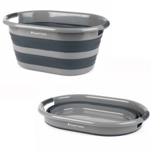 Russell Hobbs Collapsible Laundry Washing Basket Collapsible Tub Oval 27L Grey