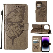 iPhone 14 Pro Max case butterfly print grey