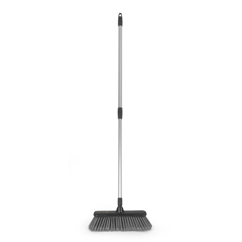 Kleeneze Broom Soft Bristle for Hard Floors Non-Scratch Extendable Handle Grey