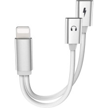 Lightning audio and charging adapter silver 2-in-1