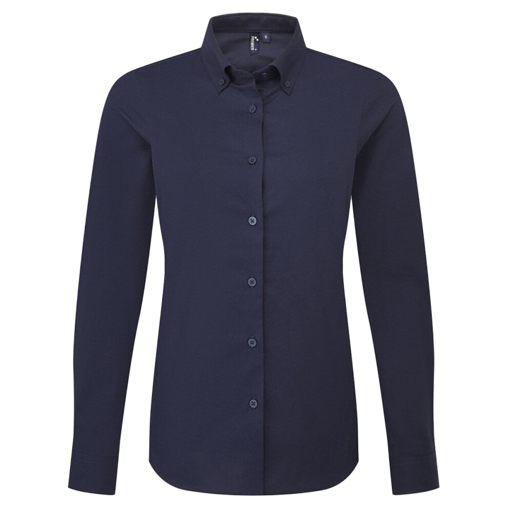 Premier (Xl, Navy) Womens/Ladies Supreme Oxford Long-Sleeved Shirt