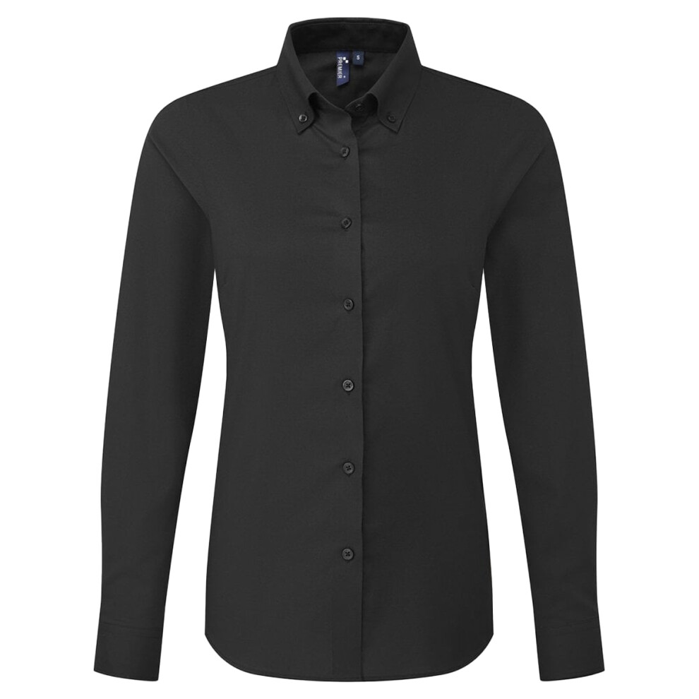 Premier (Xxs, Black) Womens/Ladies Supreme Oxford Long-Sleeved Shirt