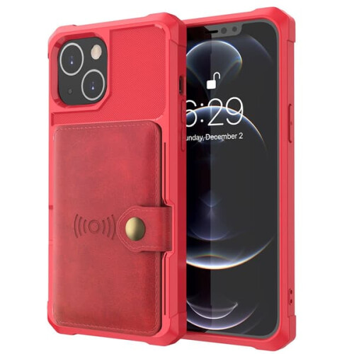 iPhone 13 case with card holder red