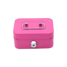 Pink Piggy Bank with Lock and Key Portable Money Box