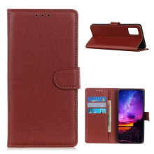 Samsung Galaxy A02s litchi leather case brown