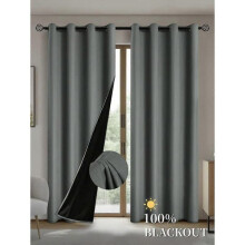 Blackout Curtains Dark Grey Insulated 100x200cm