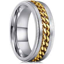 Spinner Fidget Ring for Men Silver Gold Stainless Steel 8mm