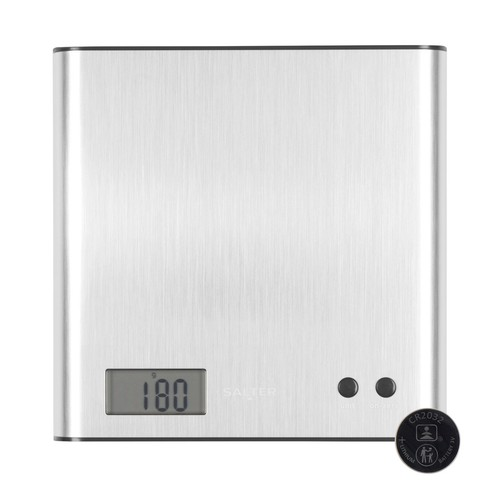 Salter Salter Kitchen Scale Digital Arc Electronic Slim Stainless Steel LCD Display 3KG