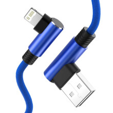 Cábla USB Comhoiriúnach le iPhone11 12 13Pro X XR XS Max6s7 8Plus SE iPod, Corda Luchtaire Uillinn Dhíreach1m2m3m, Gorm