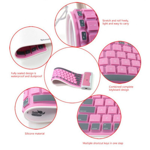 Foldable Bluetooth Keyboard Portable Wireless Rechargeable 2