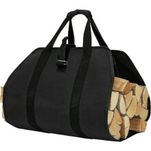 Firewood Bag Canvas Waterproof Black 1 Pack