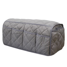 Non-slip sofa armrest protector with 8 pockets gray