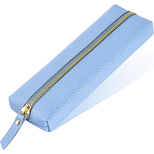 Leather pencil case blue adult soft 1 piece