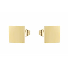 Gold Stud Earrings Stainless Steel Square 1 Pair