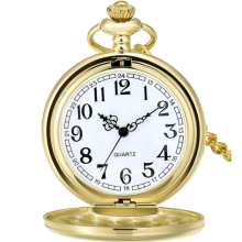 Vintage Stainless Steel Pocket Watch with Arabic Numerals