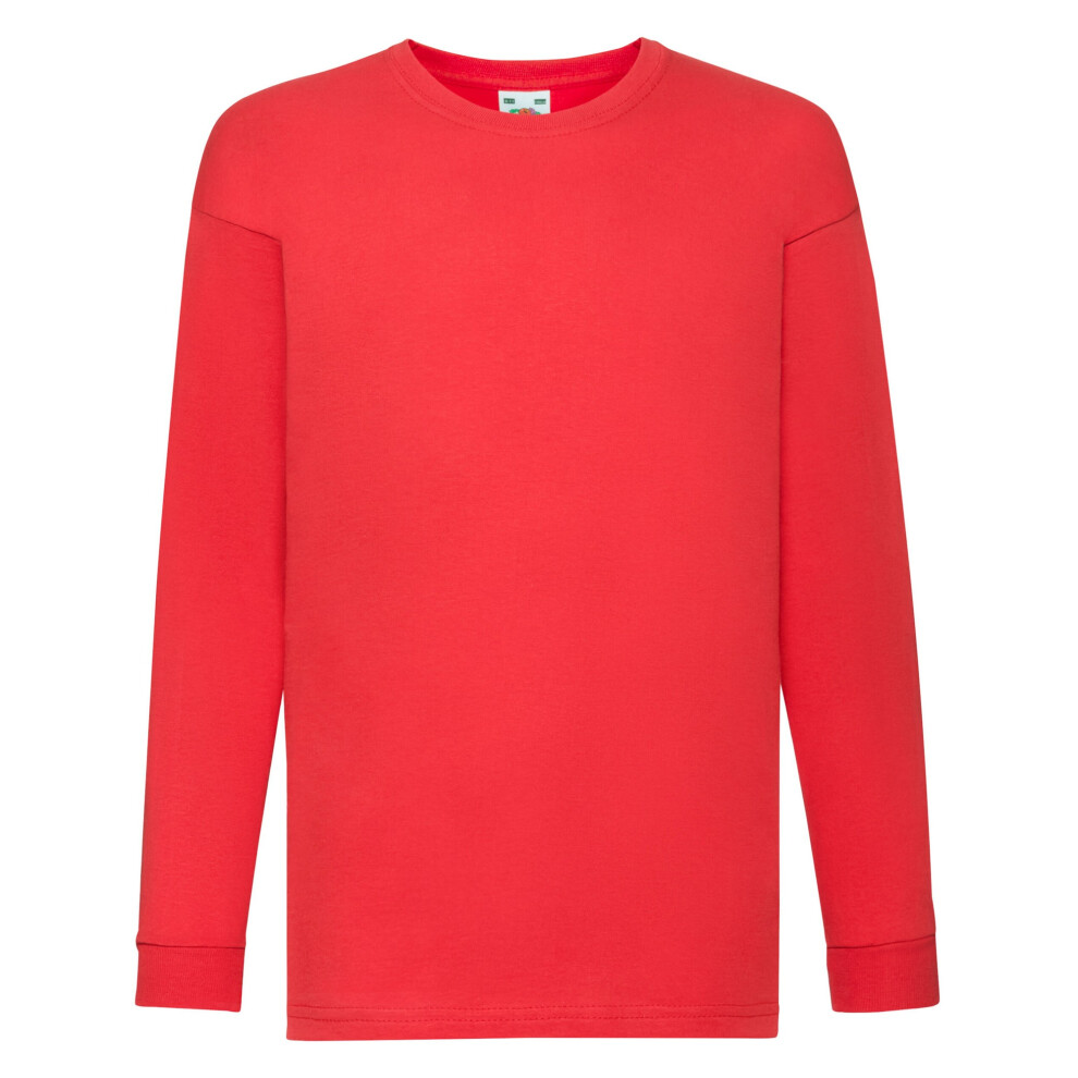 Fruit Of The Loom (5-6 Years, Red) Childrens/Kids Value Long-Sleeved T-Shirt