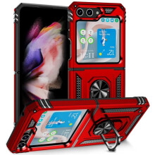 SKALO Samsung Z Flip5 armor case with metal ring red