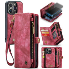 CaseMe wallet case for iPhone 15 Pro Max red 2-in-1
