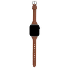 Leather Apple Watch strap brown slim fit for 42mm to 49mm