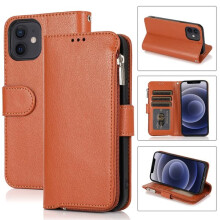 iPhone 12 wallet case brown