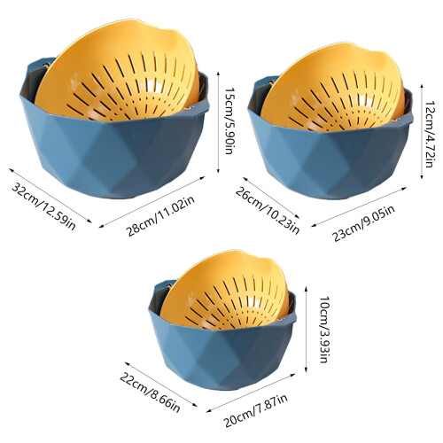 Kitchen Vegetable Basket Set Double-Layer Plastic Rotating 2