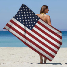 Strandhanddoek van microvezel met 4 juli-vlagmotief, 29,5 x 59 inch