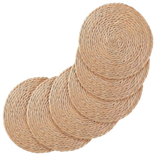 Round Woven Placemats Natural Grass 6 pcs