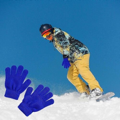 (D) Winter Warm Solid Color Knitted Kids Gloves Split Finger Gloves PUW1521 1