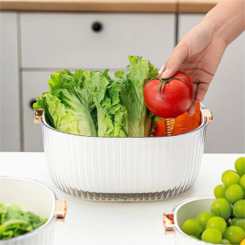 Kitchen Drain Basket Double-Layer Fine Mesh White 1